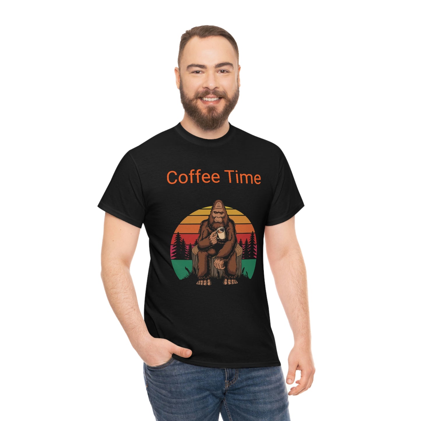 Coffee Break with Saquatch  Unisex Heavy Cotton Tee