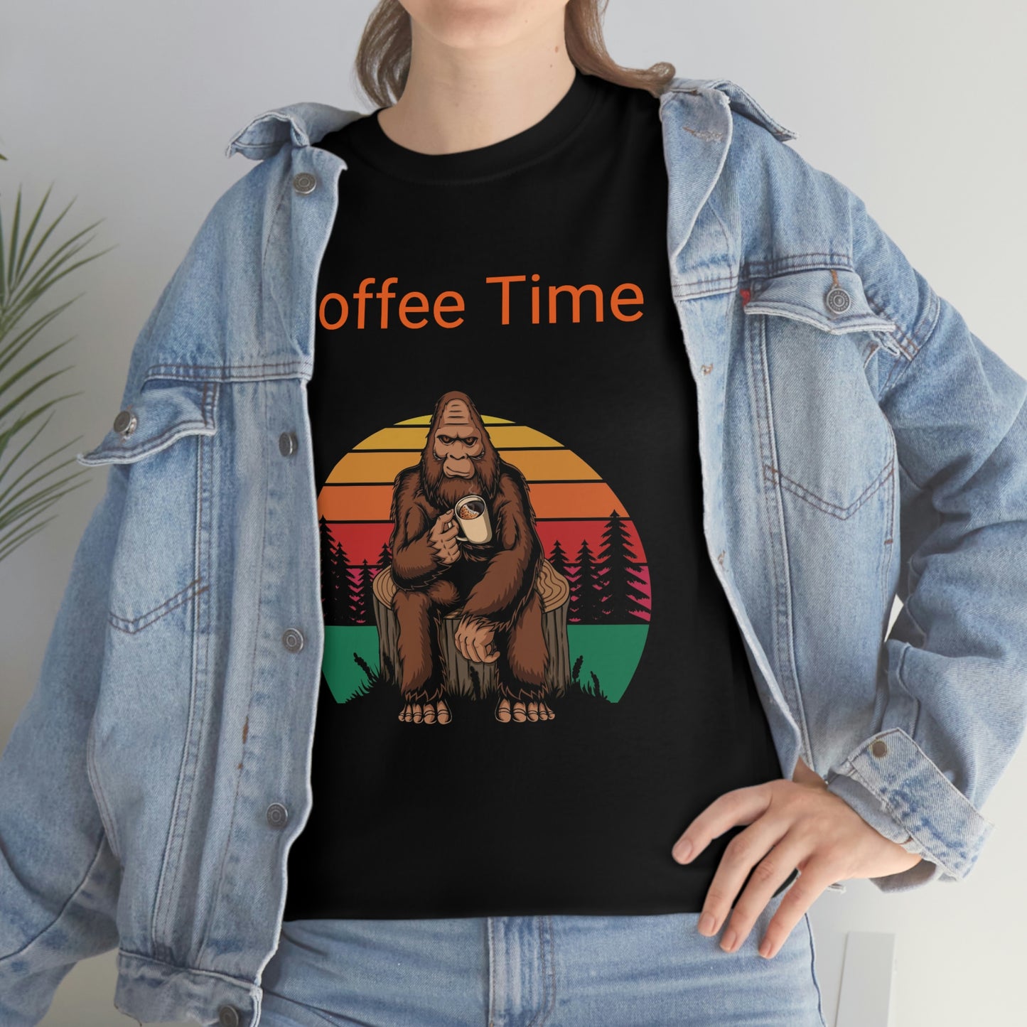 Coffee Break with Saquatch  Unisex Heavy Cotton Tee