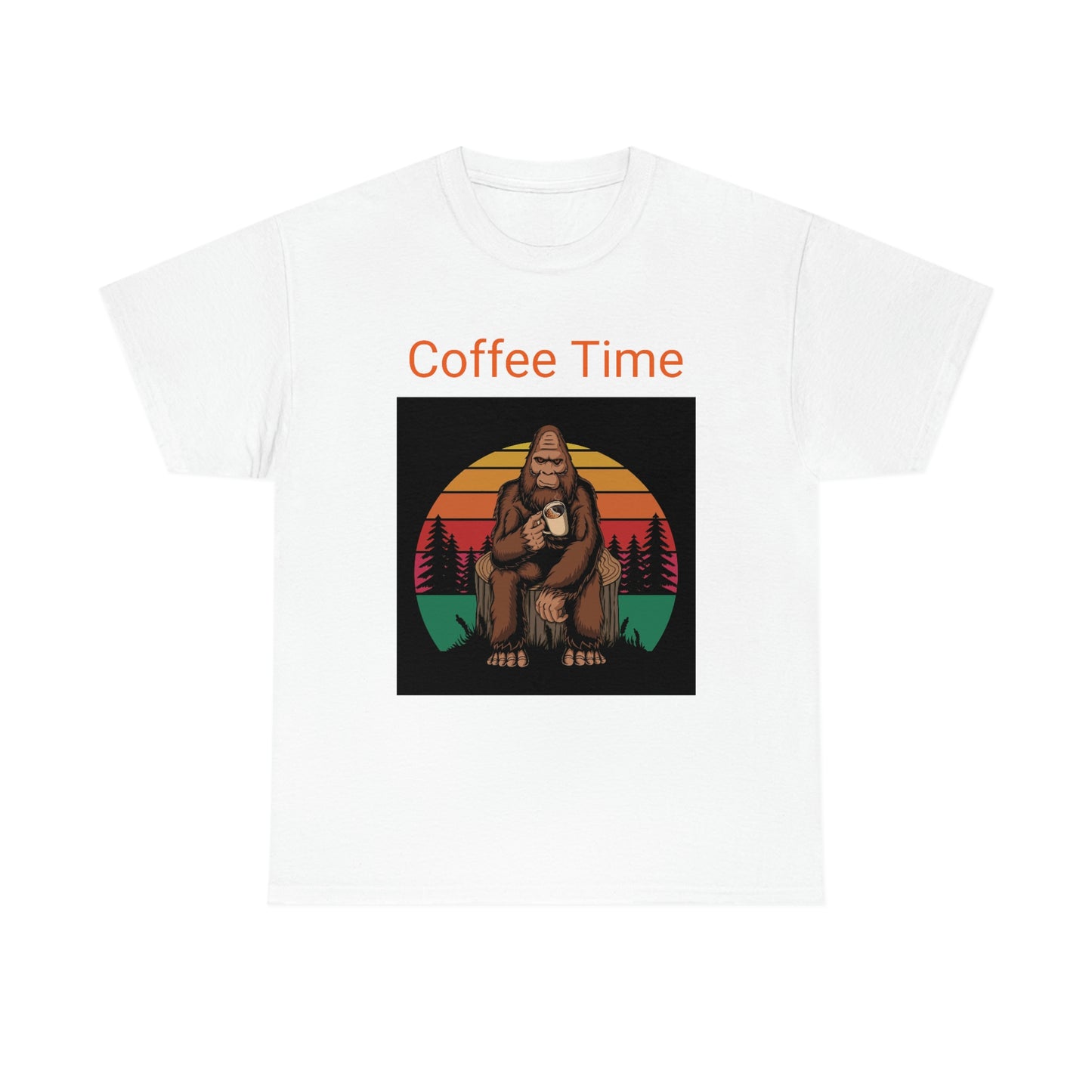 Coffee Break with Saquatch  Unisex Heavy Cotton Tee