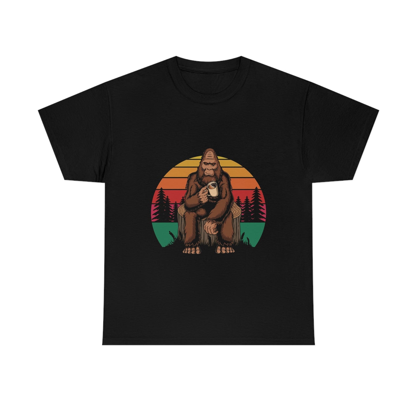 Coffeetime With Bigfoot  Unisex Heavy Cotton Tee