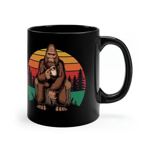 Bigfoot Drinking Coffee 11oz Black Mug