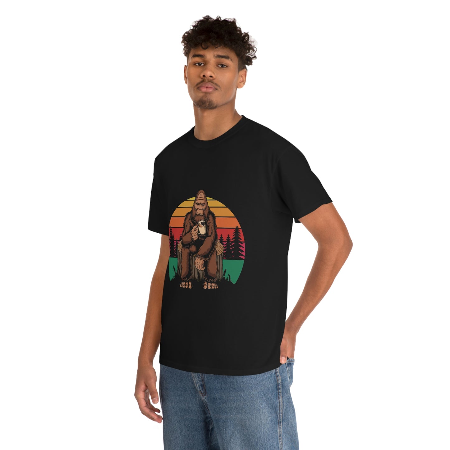 Coffeetime With Bigfoot  Unisex Heavy Cotton Tee