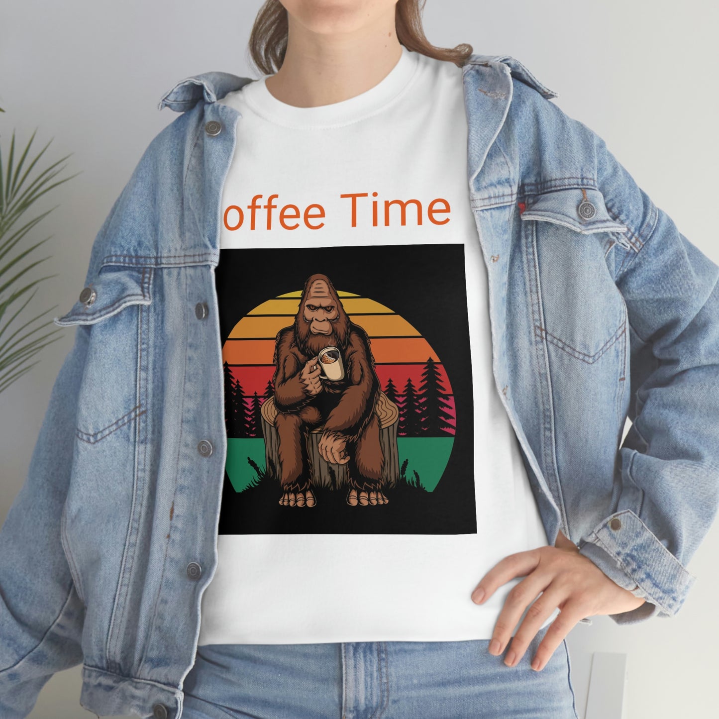 Coffee Break with Saquatch  Unisex Heavy Cotton Tee