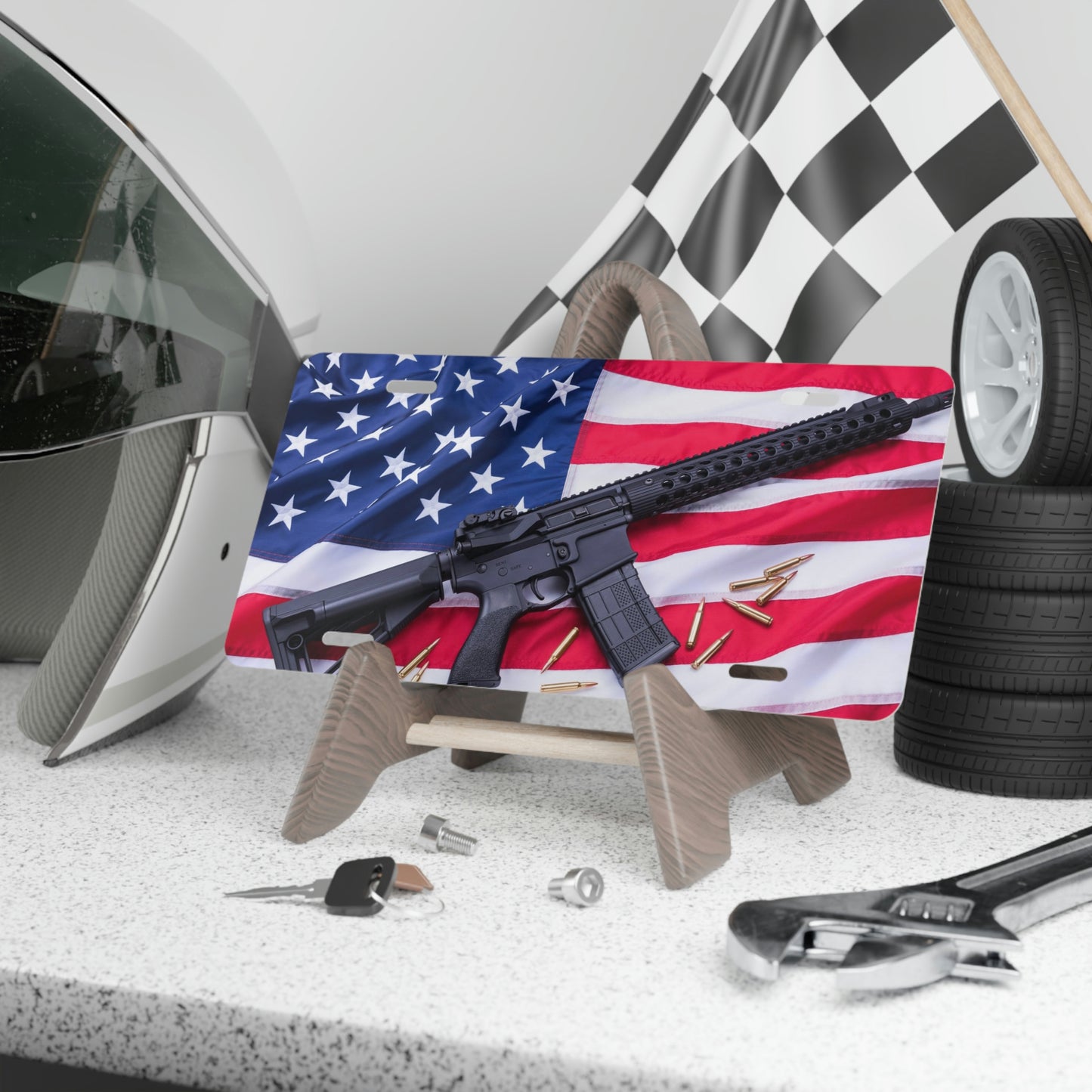 AR 15 with the US Flag