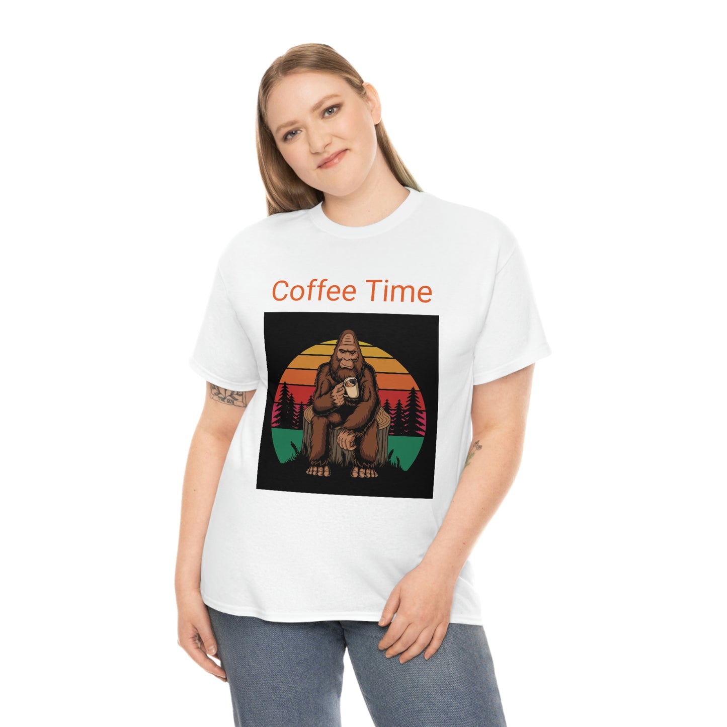 Coffee Break with Saquatch  Unisex Heavy Cotton Tee