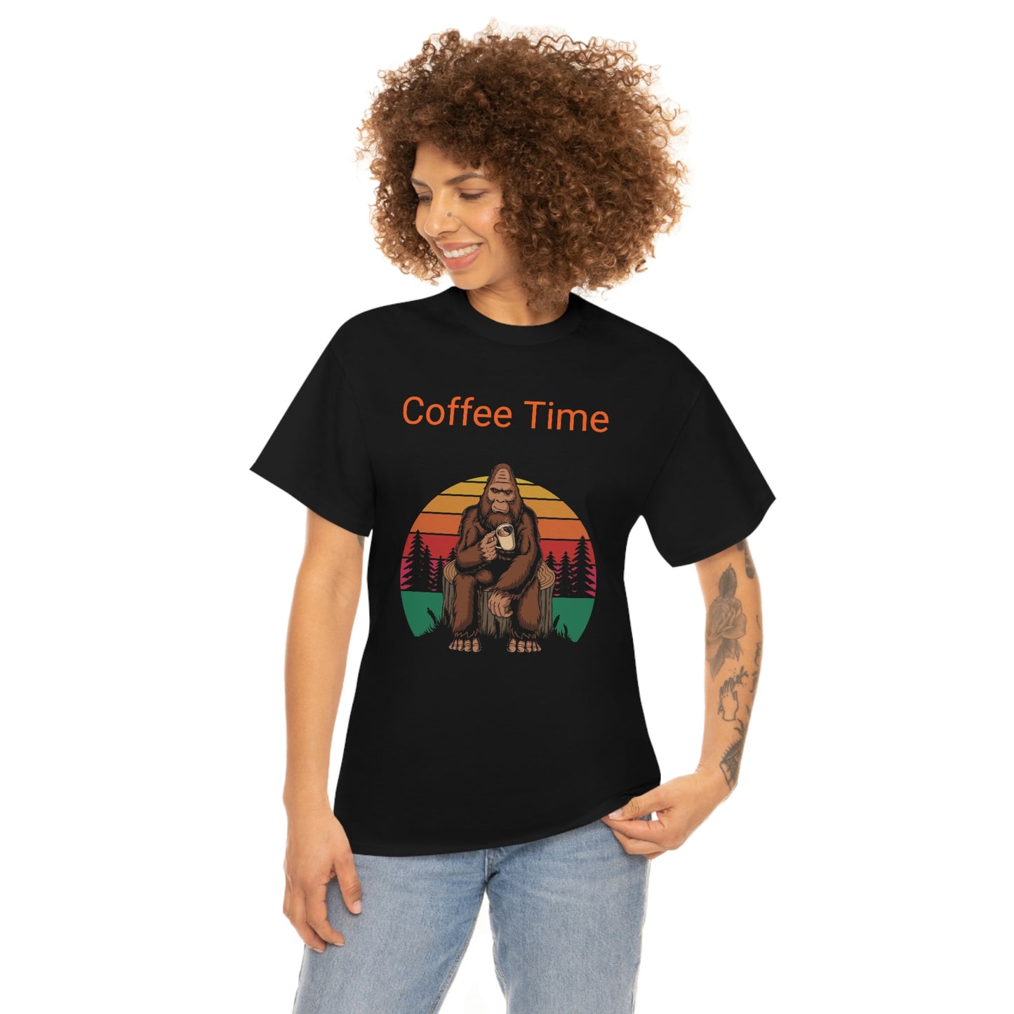 Coffee Break with Saquatch  Unisex Heavy Cotton Tee